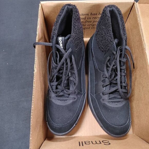 New Sorel Out N About 503 Mid Cozy Sneaker Boots 8 Black - Picture 1 of 7